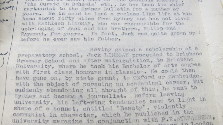 Jack Lindsay Mi5 Report