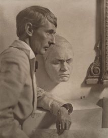 Norman Lindsay with Beethoven's death mask by Harold Cazneaux